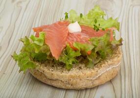 Salmon sandwich with thyme photo