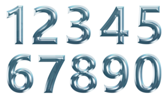 Collection of 3D Glass Numbers png