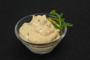 Hummus snack with olive oil photo