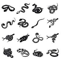 Snake icons set, simple style vector