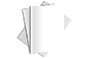 Isolated collection of three white books png