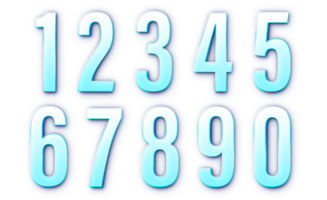 números 3d azules del 0 al 9 png