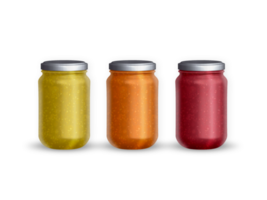 Isolated pack of filled glass jars png