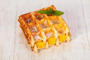 Sweet Waffle with jam photo