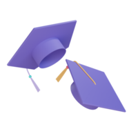 3d graduation gown hat object with transparent background png