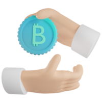 3d render bitcoin give and receive illustration png