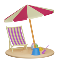 cadeira 3d e praia de guarda-chuva png