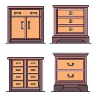 Nightstand icon set line color vector