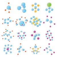 Molecule icons set, isometric style vector