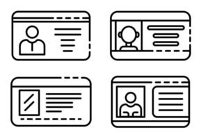 Driver license icons set, outline style vector