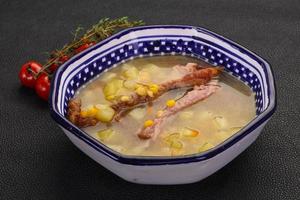 Peas soup with ribs photo