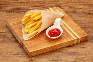 French Fry with tomato sauce photo