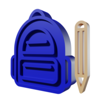 Back to school 3D icon PNG transparent.