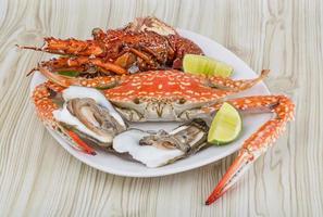 Spiny lobster, crab and oyster photo