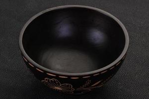 Empty wooden bowl photo