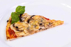 Pizza with ham and mushrooms photo