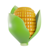 3d renderizar objeto de maíz con fondo transparente png
