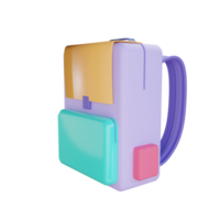 3d school bag object with transparent background png