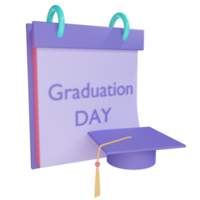 3d graduation date illustration with transparent background png