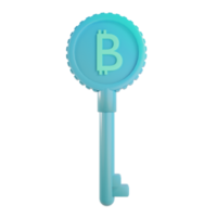 3d render bitcoin cryptography key illustration png