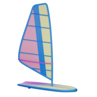 Oggetto di tavola da windsurf 3d con sfondo trasparente png