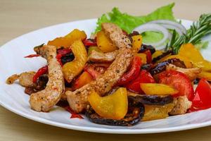 Fried pork with vegetables photo