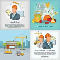 Architecture banner set, cartoon style vector