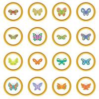 Butterfly fairy icons circle vector