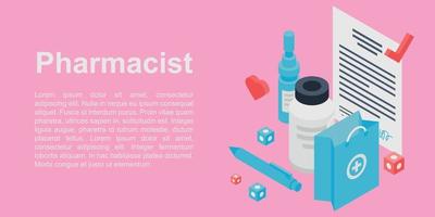 Pharmacist concept banner, isometric style vector