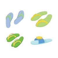 Slippers icon set, cartoon style vector