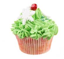 Studio isolated creamy green cupcake photo