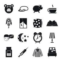 Sleep icons set, simple style vector