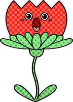 comic book style cartoon flower vector