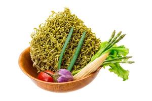 Green raw noodles photo