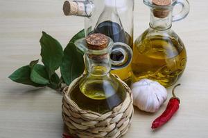 Olive oil in the bottles photo