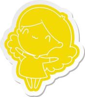 cartoon sticker of a cute kawaii girl vector