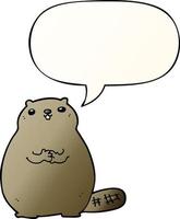 cartoon beaver and speech bubble in smooth gradient style vector