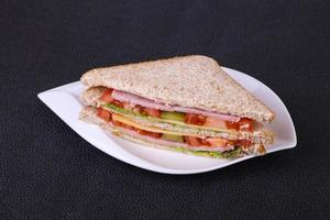 Club sandwich with ham and cheese photo