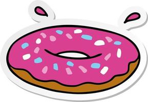 sticker cartoon doodle of an iced ring donut vector