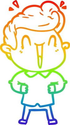 rainbow gradient line drawing cartoon excited man
