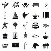 Martial arts icons set, simple style vector