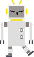 flat color retro cartoon robot vector