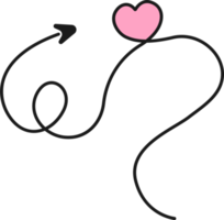 Hand drawn arrow line with heart png