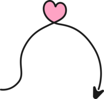 Hand drawn arrow line with heart png