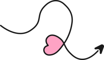 linea di freccia disegnata a mano con cuore png