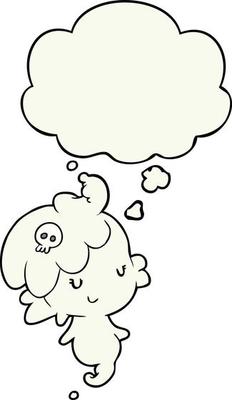 cartoon ghost and thought bubble