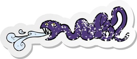 retro distressed sticker of a cartoon snake vector