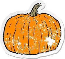 distressed sticker of a cartoon pumpkin vector