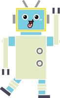 flat color retro cartoon robot vector