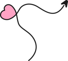 Hand drawn arrow line with heart png